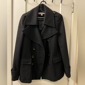 New York & Company Black Double-Breasted Pea Coat